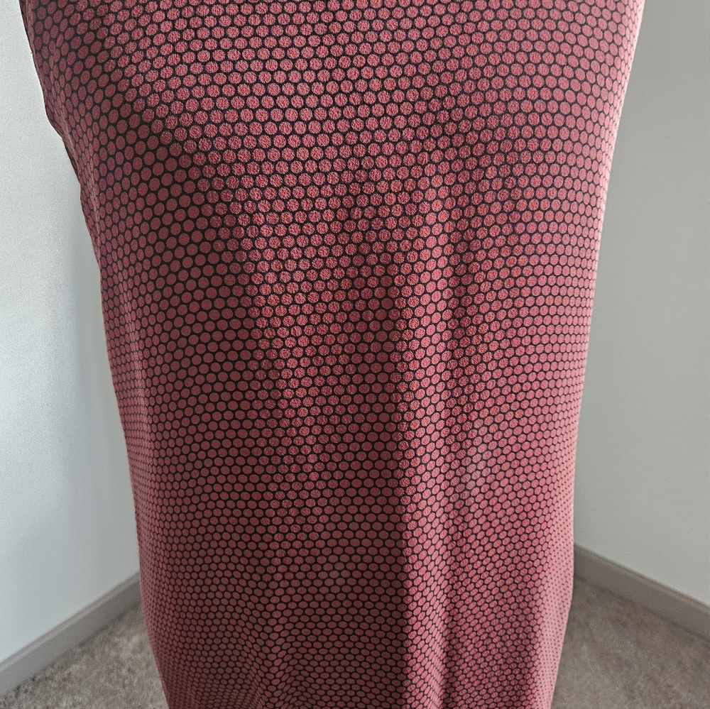THEORY Silk Halter Dot Print Burgundy Maxi Dress | SZ 10 - Picture 12 of 14